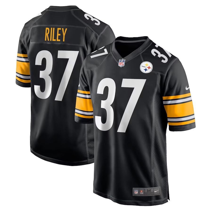 Men Pittsburgh Steelers 37 Elijah Riley Nike Black Game Player NFL Jersey
